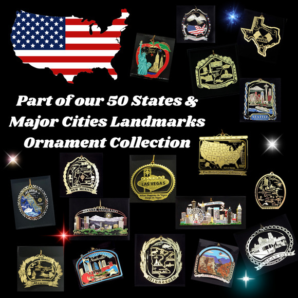 Nations Treasures Vermont State Landmarks Ornament, Brass - Picture 5 of 7